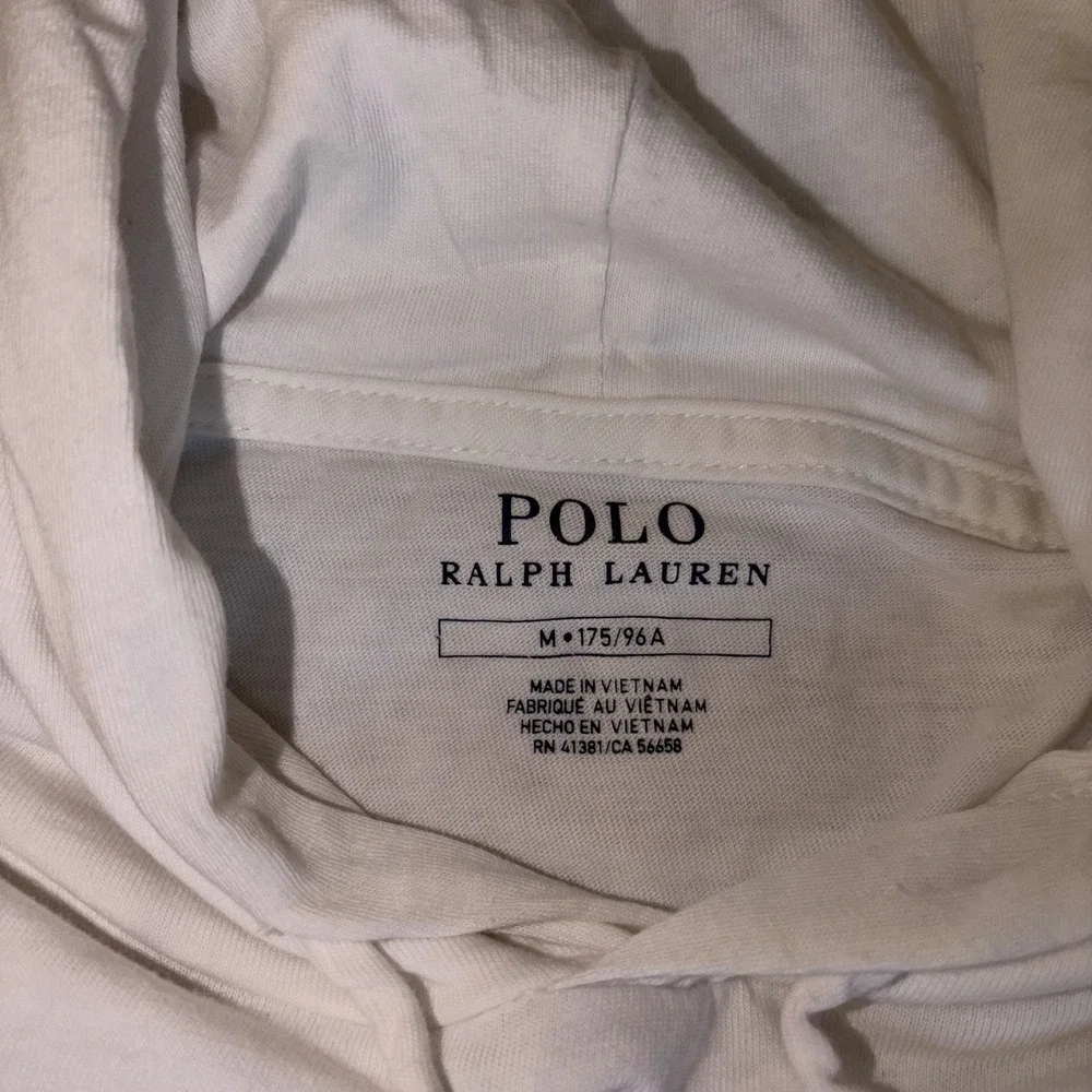 Polo Ralph Lauren Hooded Striped Shirt Mens Medium‎ White Blue Pony Logo Hoodie